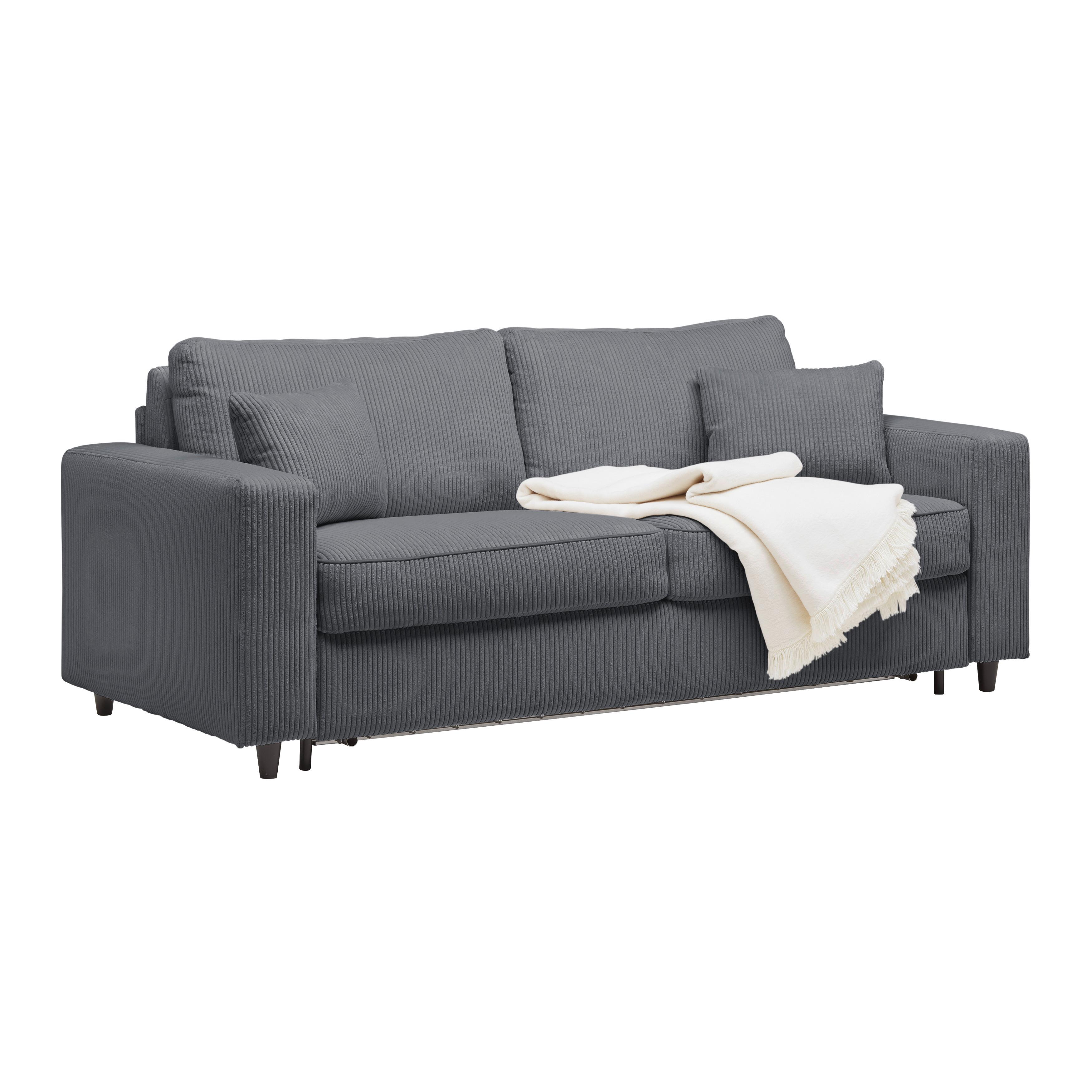 Zofa S Posteljno Funkcijo Agneta - temno siva/črna, Moderno, tekstil/les (200/83/97cm) - Premium Living