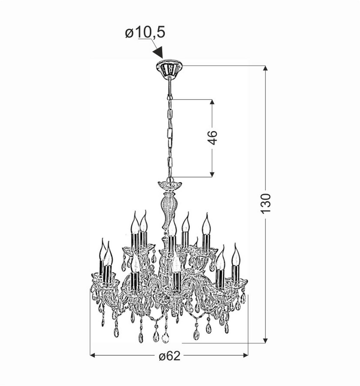 Viseća Svjetiljka Maria Teresa - boje mjeda, Konvencionalno, staklo/metal (62/62/130cm)