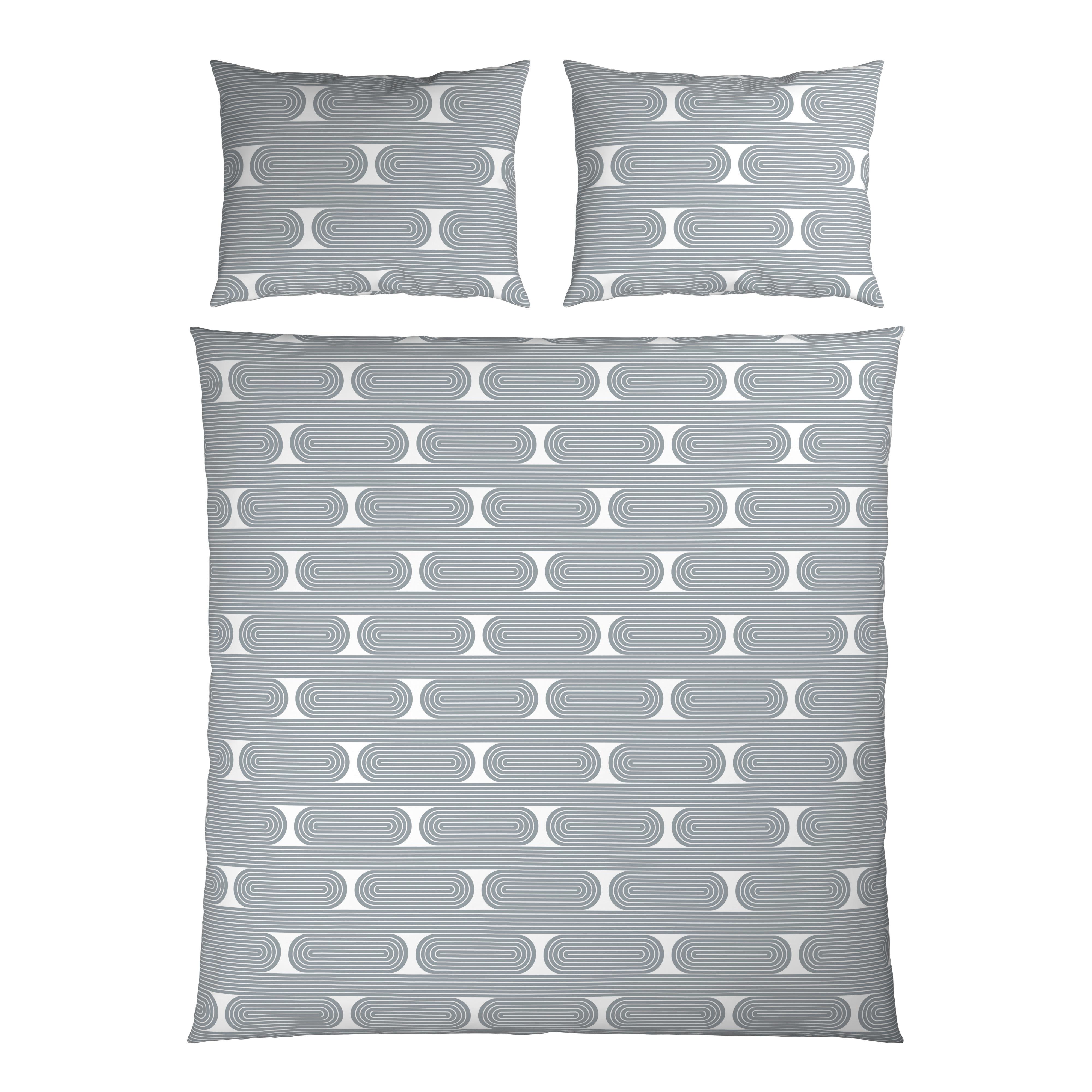 Lenjerie de pat Retro cca. 200x220/2x50x70 cm - albastru/alb, Modern, textil (200/220cm) - Mömax