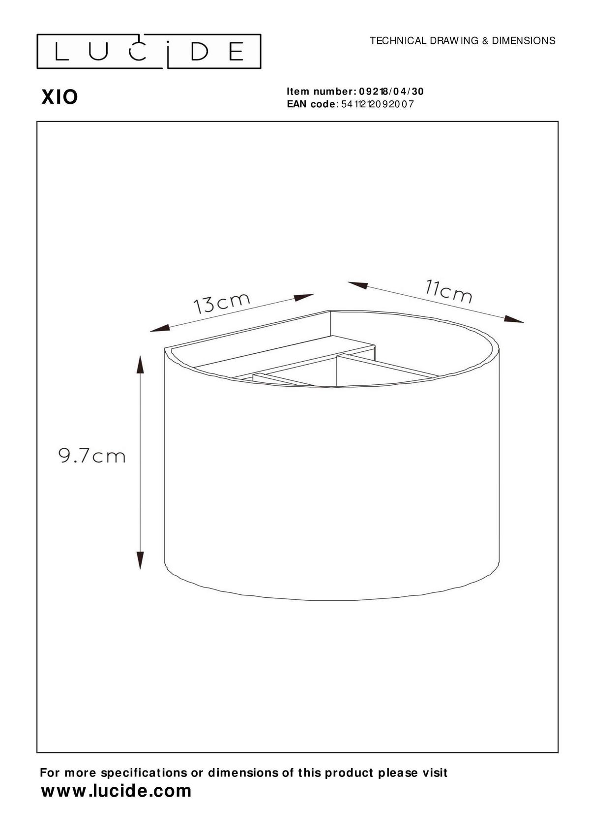 KINKIET LED 09218/04/30 XIO - czarny, Design, metal (11/13/9.7cm) - Lucide