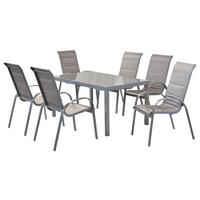 GARTENSET AMALFI DI LUSSO - Silberfarben/Braun, MODERN, Textil/Metall - Gardenson