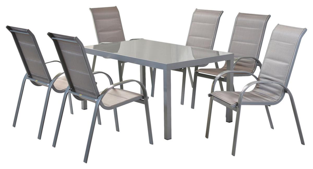 GARTENSET AMALFI DI LUSSO - Silberfarben/Braun, MODERN, Textil/Metall - Gardenson