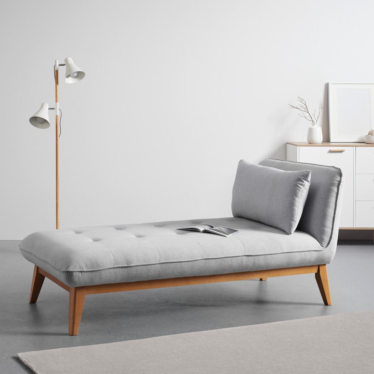 Relaxliege Liza Hellgrau Webstoff - Grau, MODERN, Holz/Textil (166/85/78cm) - Bessagi Home
