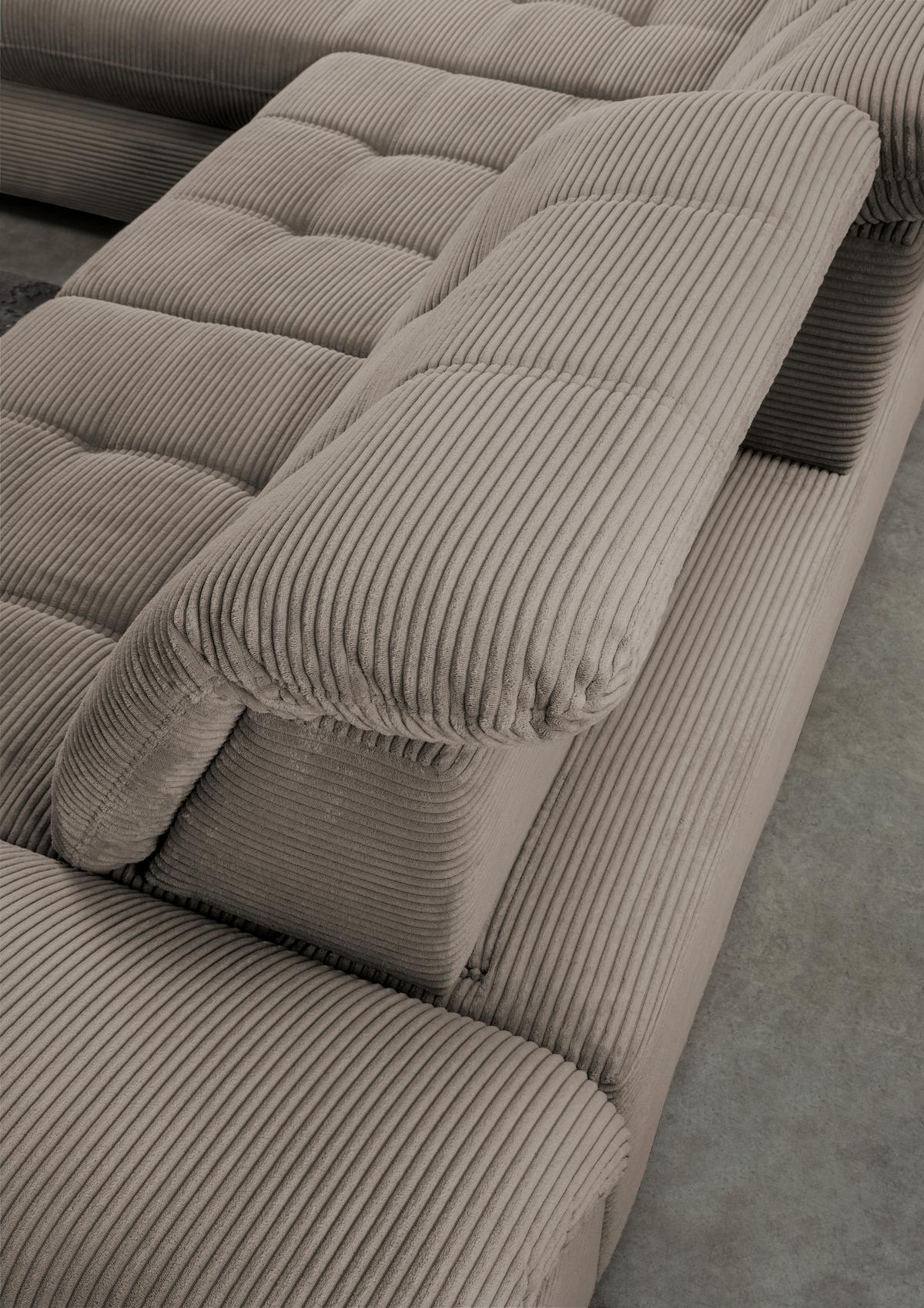 Ecksofa mit Bettkasten Rigatti ca. 184x314 cm Graubraun - Graubraun/Schwarz, MODERN, Textil/Metall (184/314cm) - Livetastic