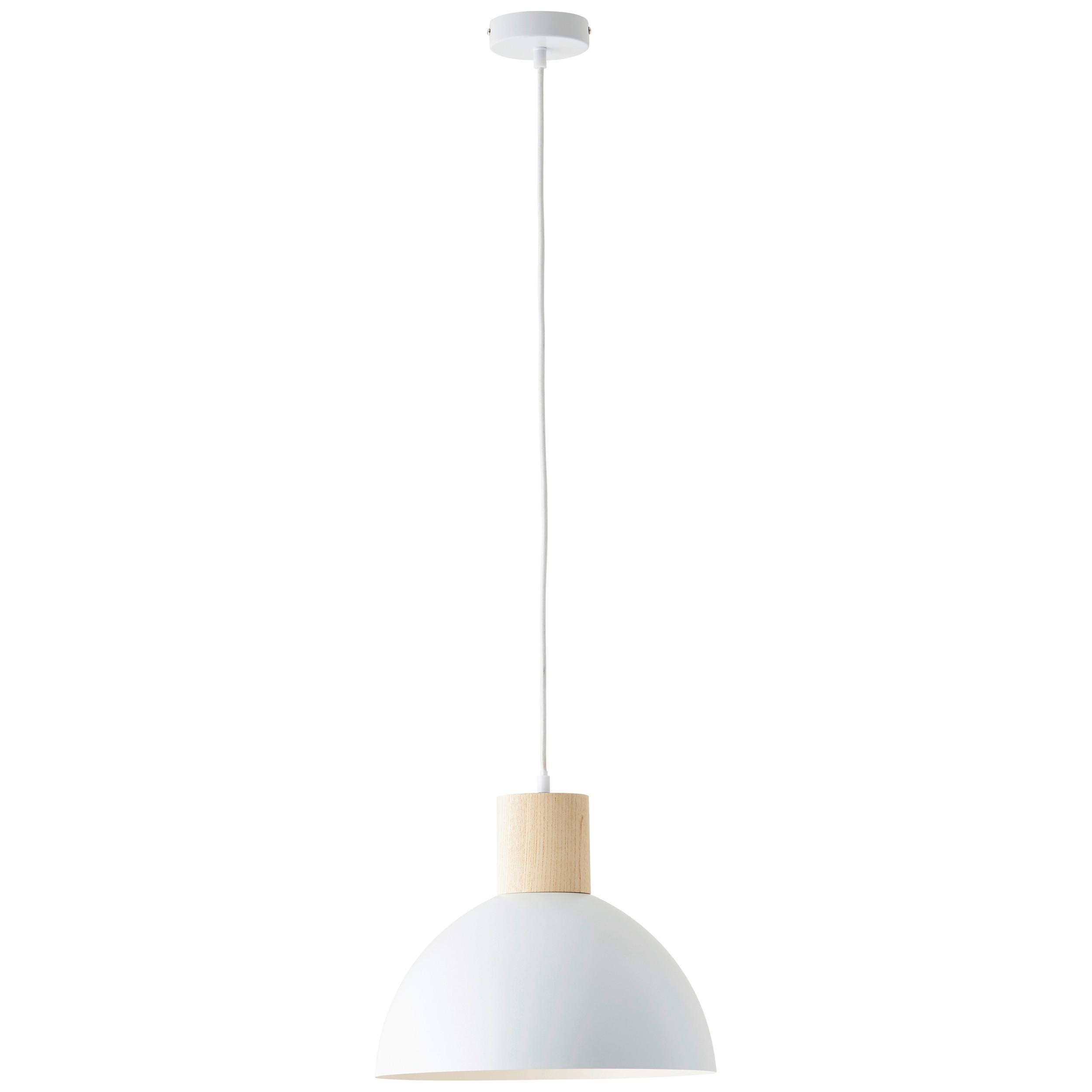 Pendelleuchte Daintree Weiß/Naturfarben max. 60 Watt - Weiß/Naturfarben, Basics, Holz/Metall (34/120cm) - Brilliant