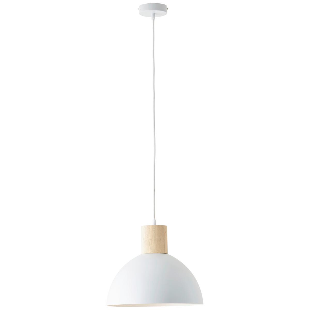 Pendelleuchte Daintree Weiß/Naturfarben max. 60 Watt - Weiß/Naturfarben, Basics, Holz/Metall (34/120cm) - Brilliant