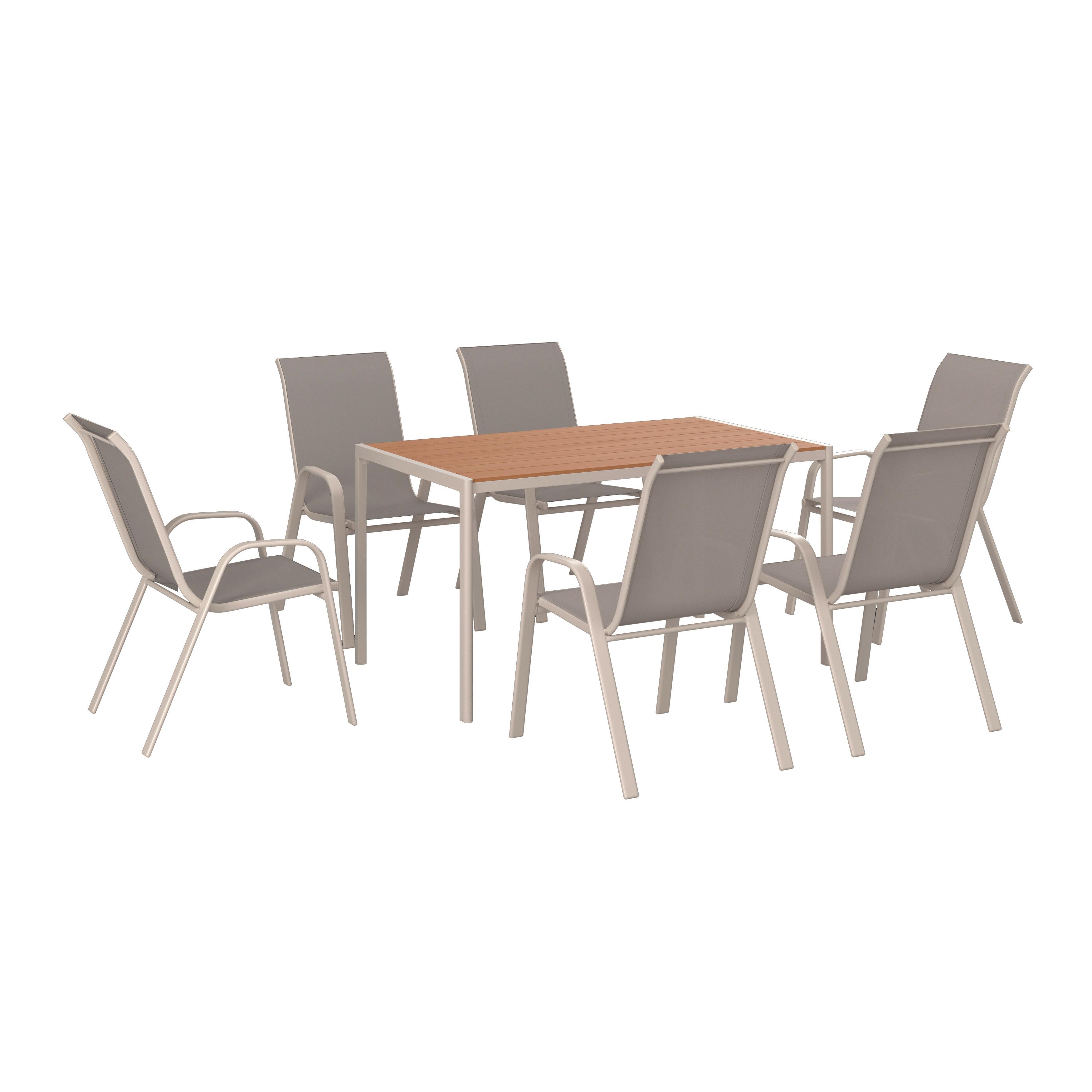 Set grădină Florenz - gri deschis/culoare lemn tec, Modern, plastic/metal - Mömax