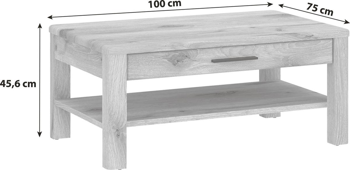 Klubska Miza Grano, Barva Hrasta - barve hrasta, Trend, umetna masa/leseni material (100/45,6/75cm)