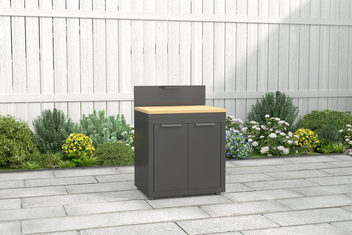 Outdoorküchenunterschank Origin Anthrazit - Anthrazit, Basics, Metall (80/110/60cm) - Gardenson