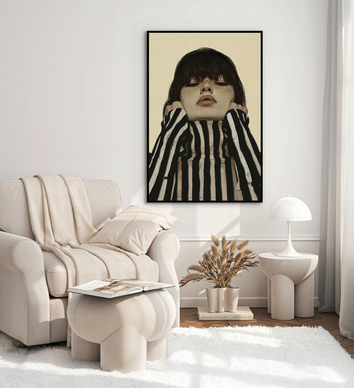 Keilrahmenbild Denise Small Schwarz/Beige - Beige/Schwarz, MODERN, Holzwerkstoff/Kunststoff (60/90cm) - Premium Living