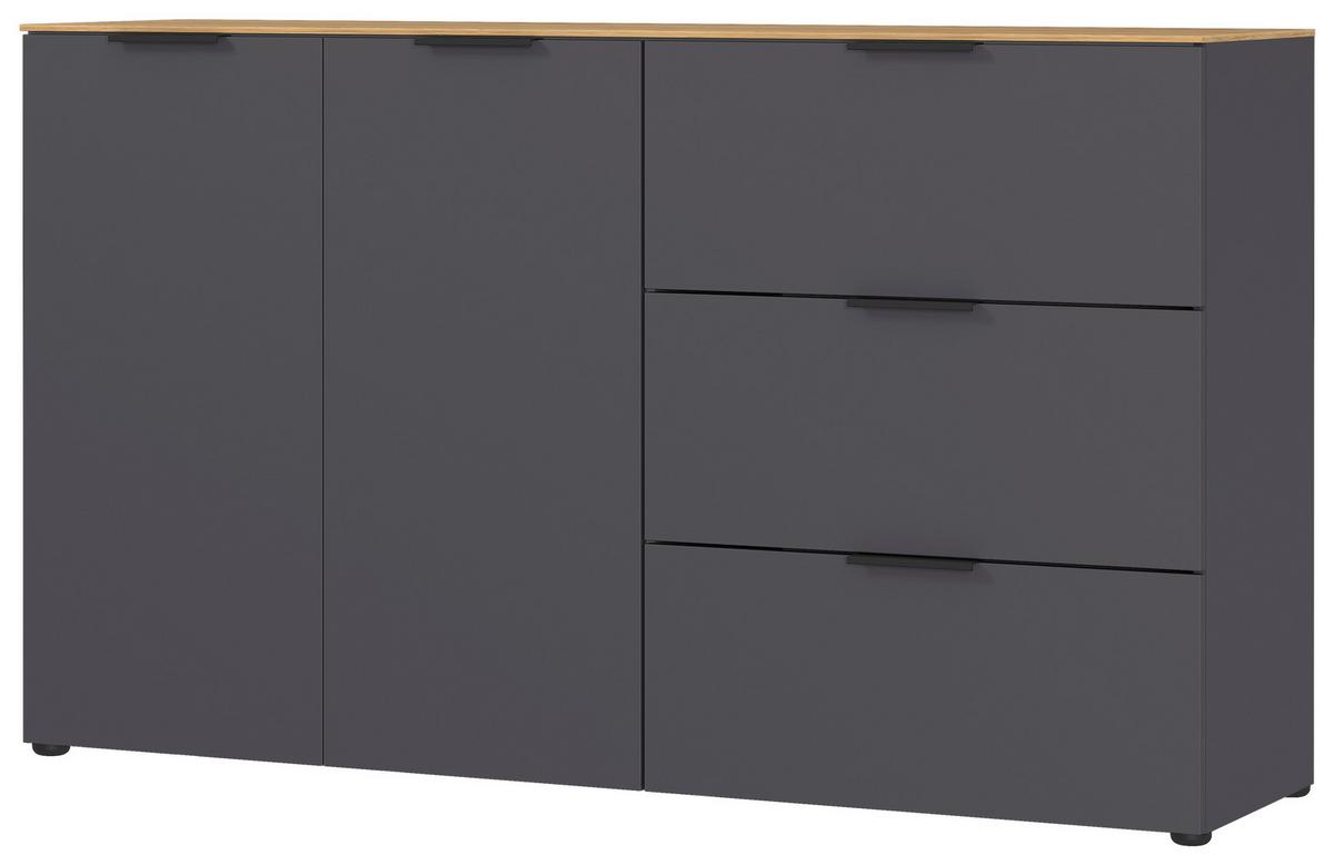 Kommode California in Graphitfarben/Eichefarben - Eichefarben/Graphitfarben, MODERN, Holzwerkstoff/Metall (151/98/40cm) - Premium Living