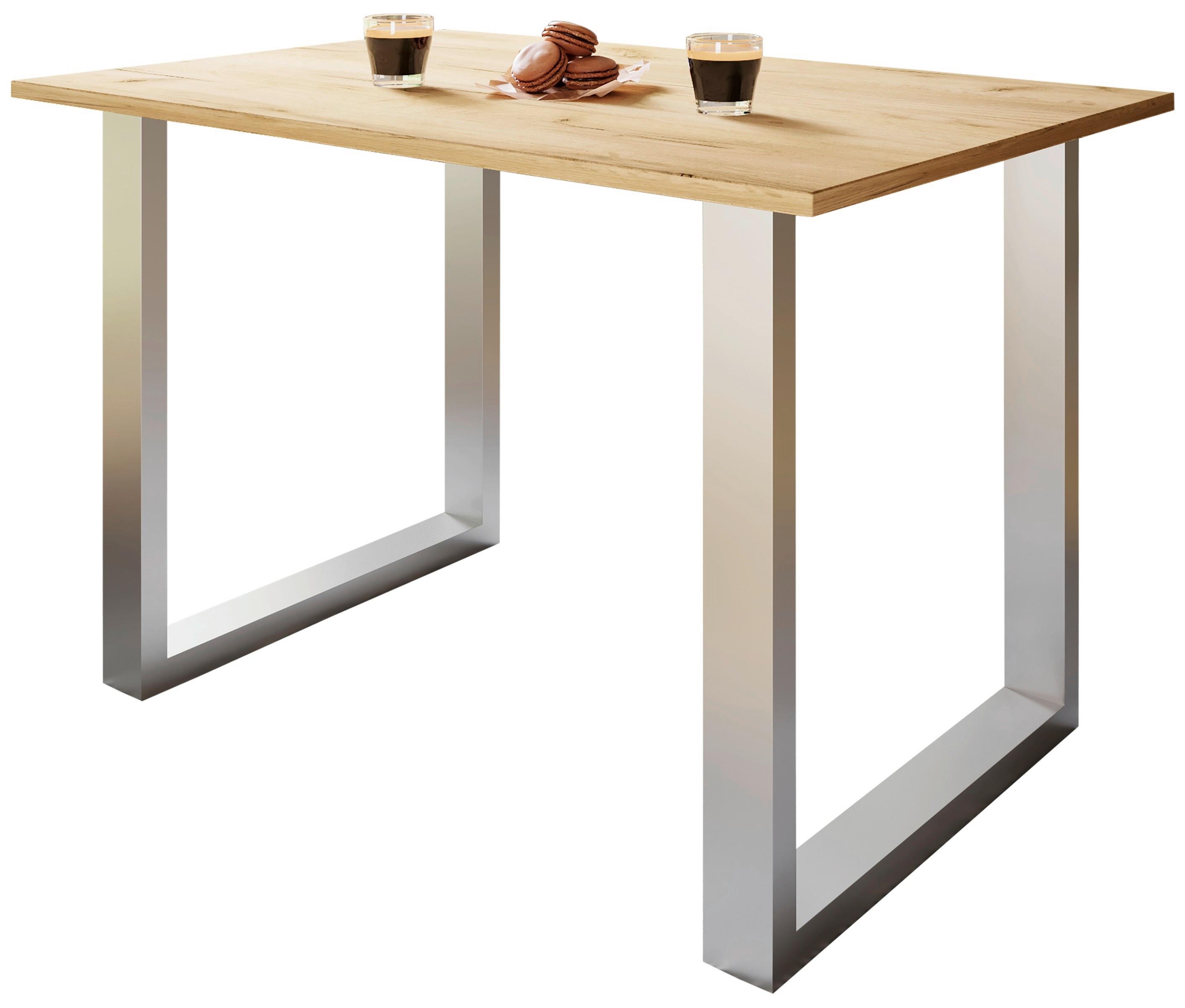 SCHREIBTISCH LONA - Honigeiche/Silberfarben, Design, Holzwerkstoff/Metall (110/80/76cm) - MID.YOU