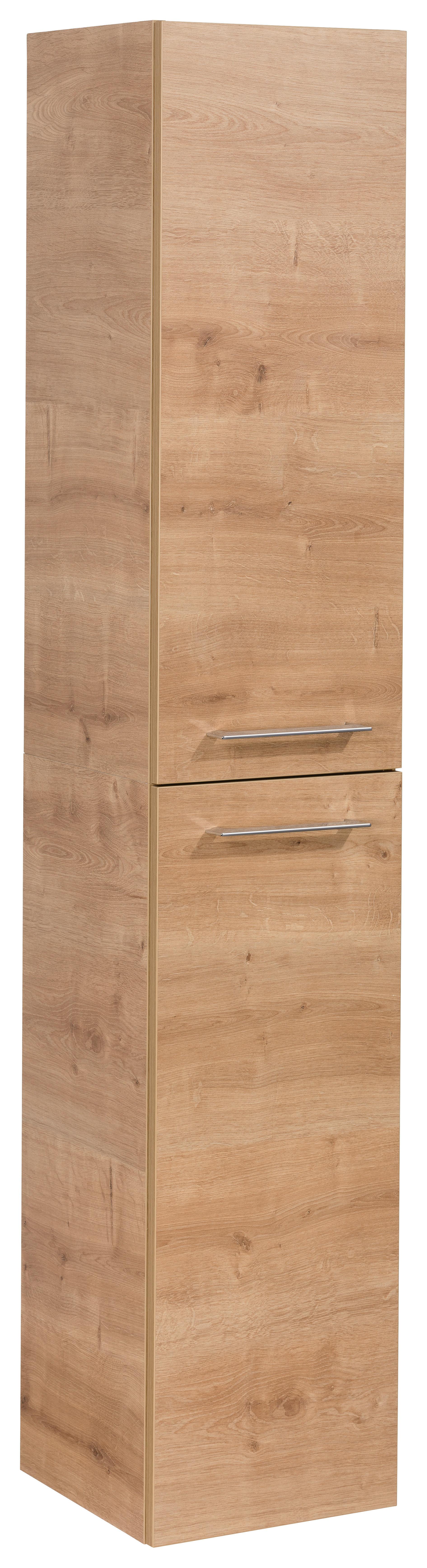 Hochschrank B.Perfekt Eichefarben hängend - Eichefarben/Silberfarben, MODERN, Glas/Holzwerkstoff (30/159/32cm) - MID.YOU