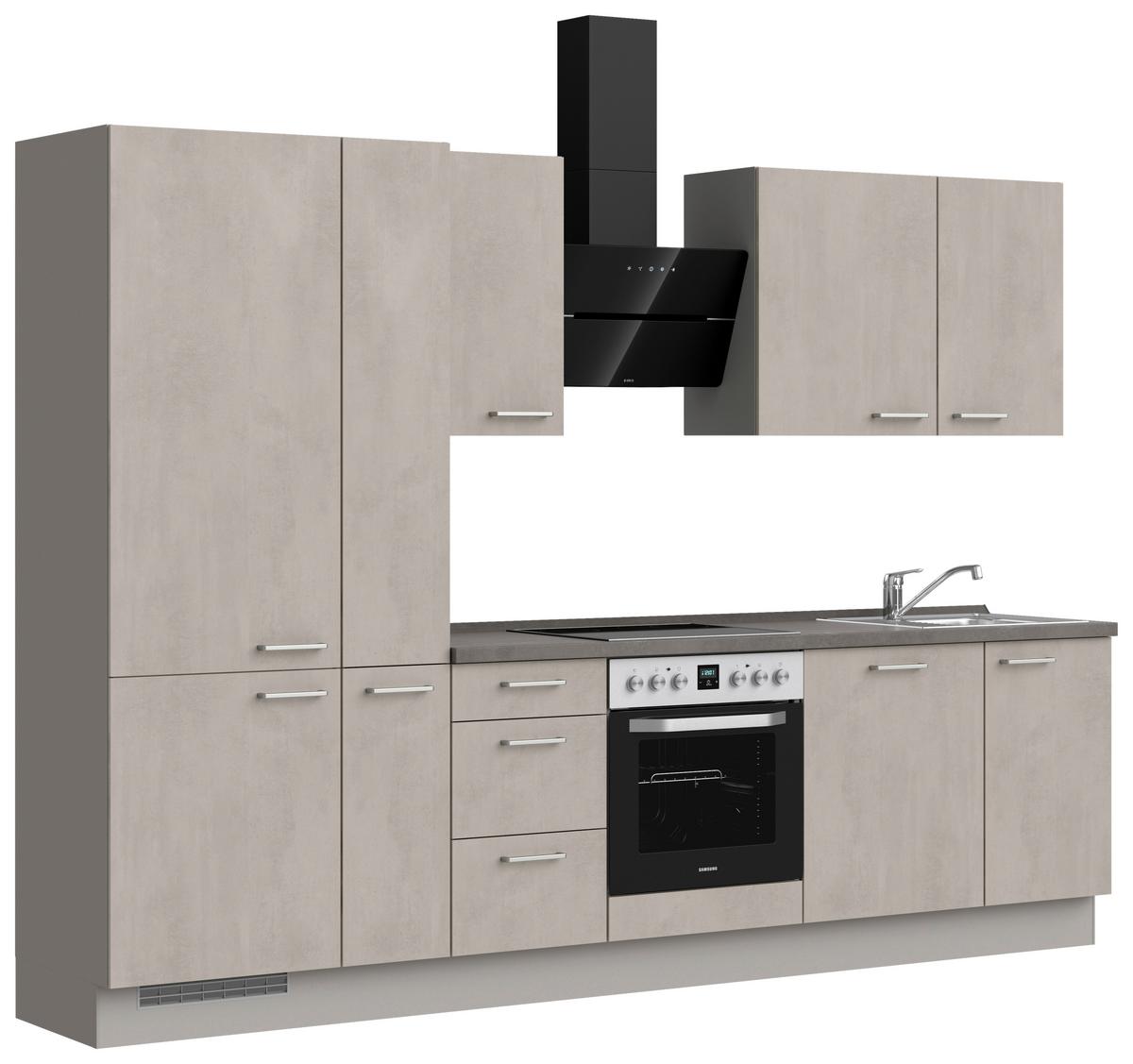 Küchenblock Riva High m. Geräten Grau - Schieferfarben/Edelstahlfarben, MODERN, Holzwerkstoff/Metall (300cm) - Nobilia