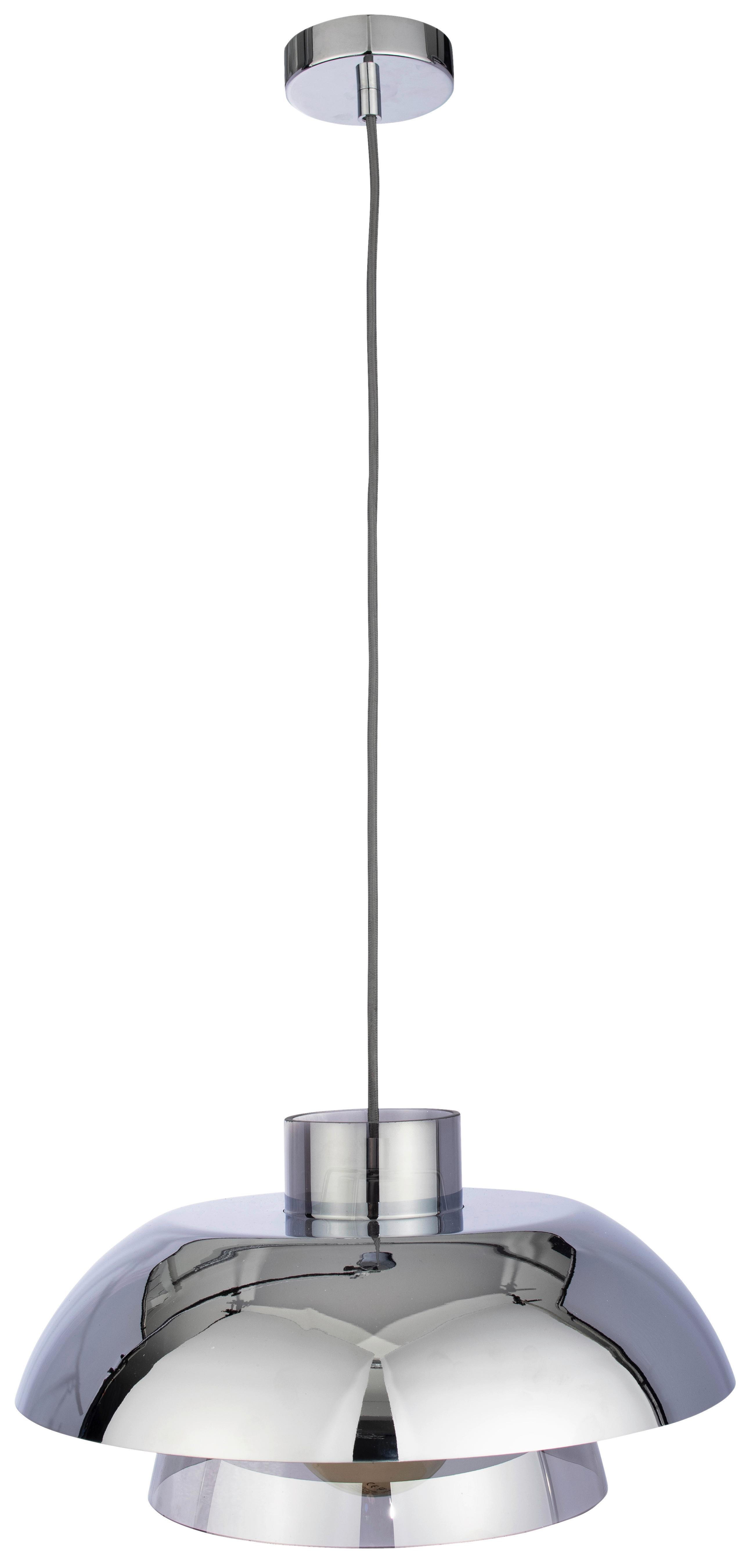 Függőlámpa Eleni - krómszínű/szürke, Modern, Üveg/fém (40/120cm) - Premium Living