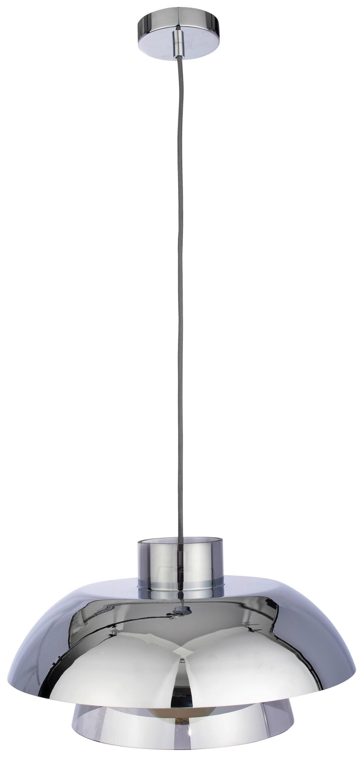 Függőlámpa Eleni - krómszínű/szürke, Modern, Üveg/fém (40/120cm) - Premium Living