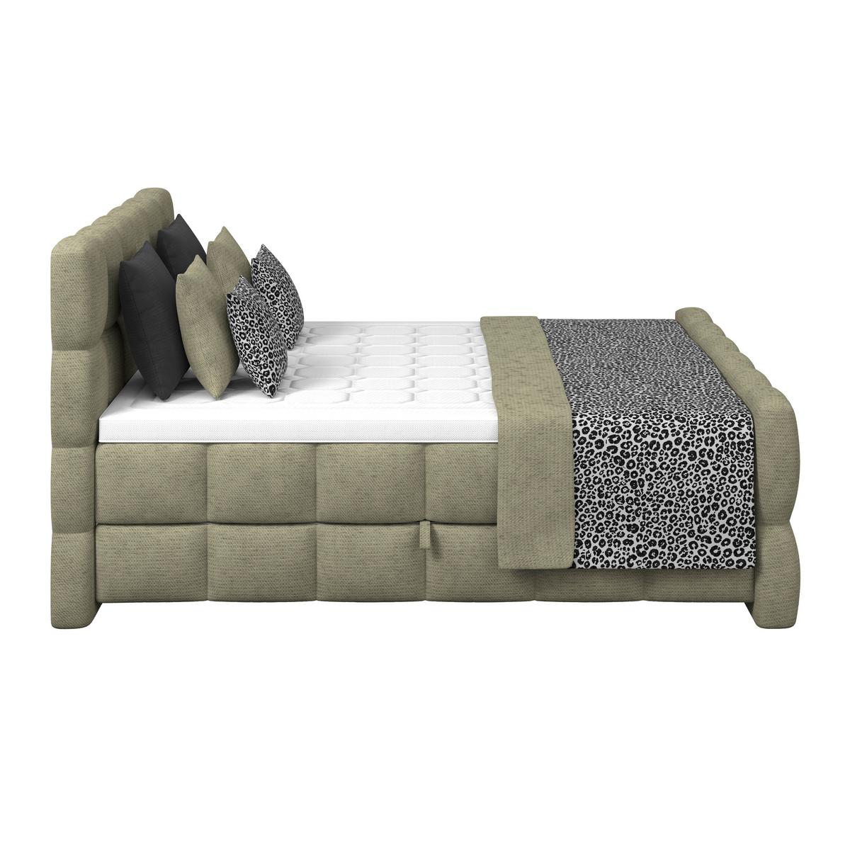 Postelja Boxspring Brisbane, Zelena, 180x200 - črna/zelena, Trend, umetna masa/tekstil (180/200cm) - Premium Living