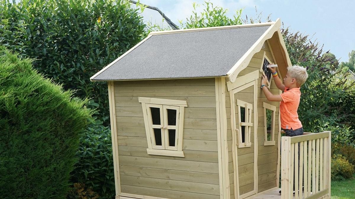 Igralna Hišica Exit Crooky 300, Bež - rdeča/bež, Konvencionalno, les (269/184/227cm) - EXIT Toys