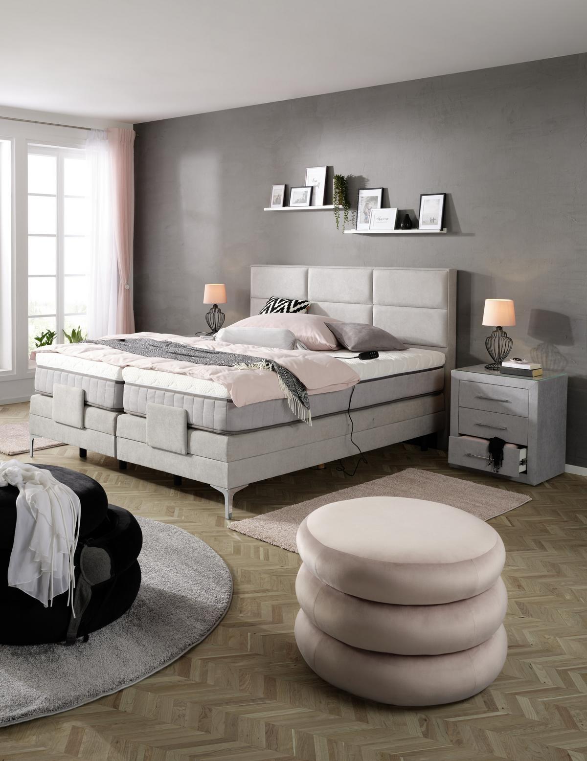 meuble de chevet in Grau - gris, Konventionell, textile/métal (55/60/40cm) - Premium Living