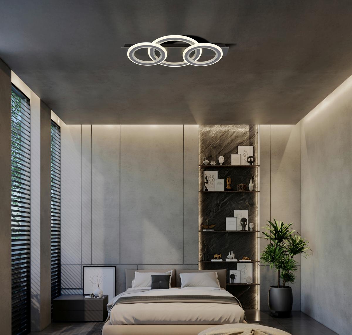 Led Stropna Svjetiljka Jayden - siva/svijetlo siva, Design, metal/plastika (73/37/8cm) - Globo