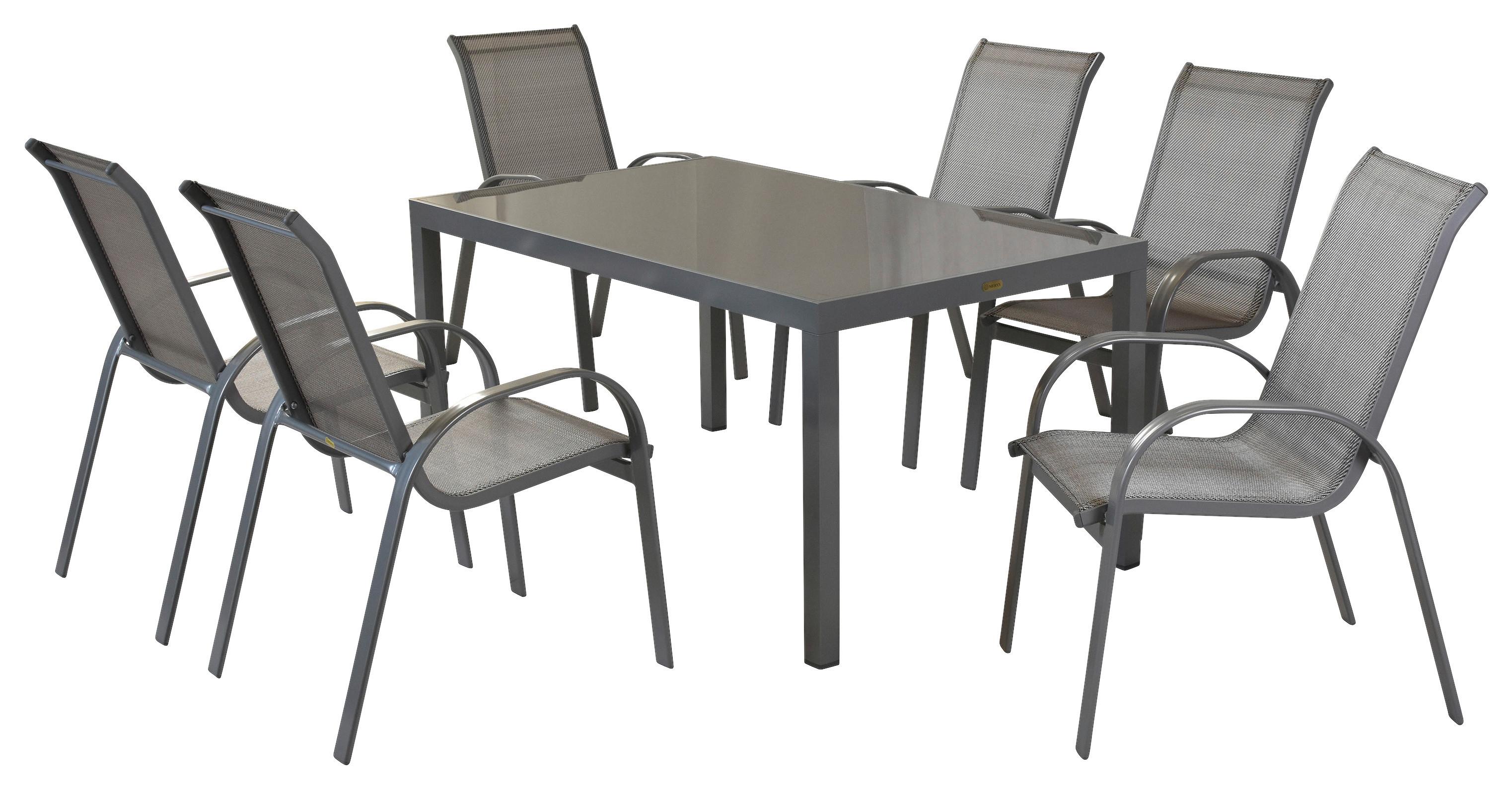 Vrtna Garnitura Amalfi, 7-Delno, Rjava - srebrne barve/rjava, Moderno, kovina/tekstil - Gardenson