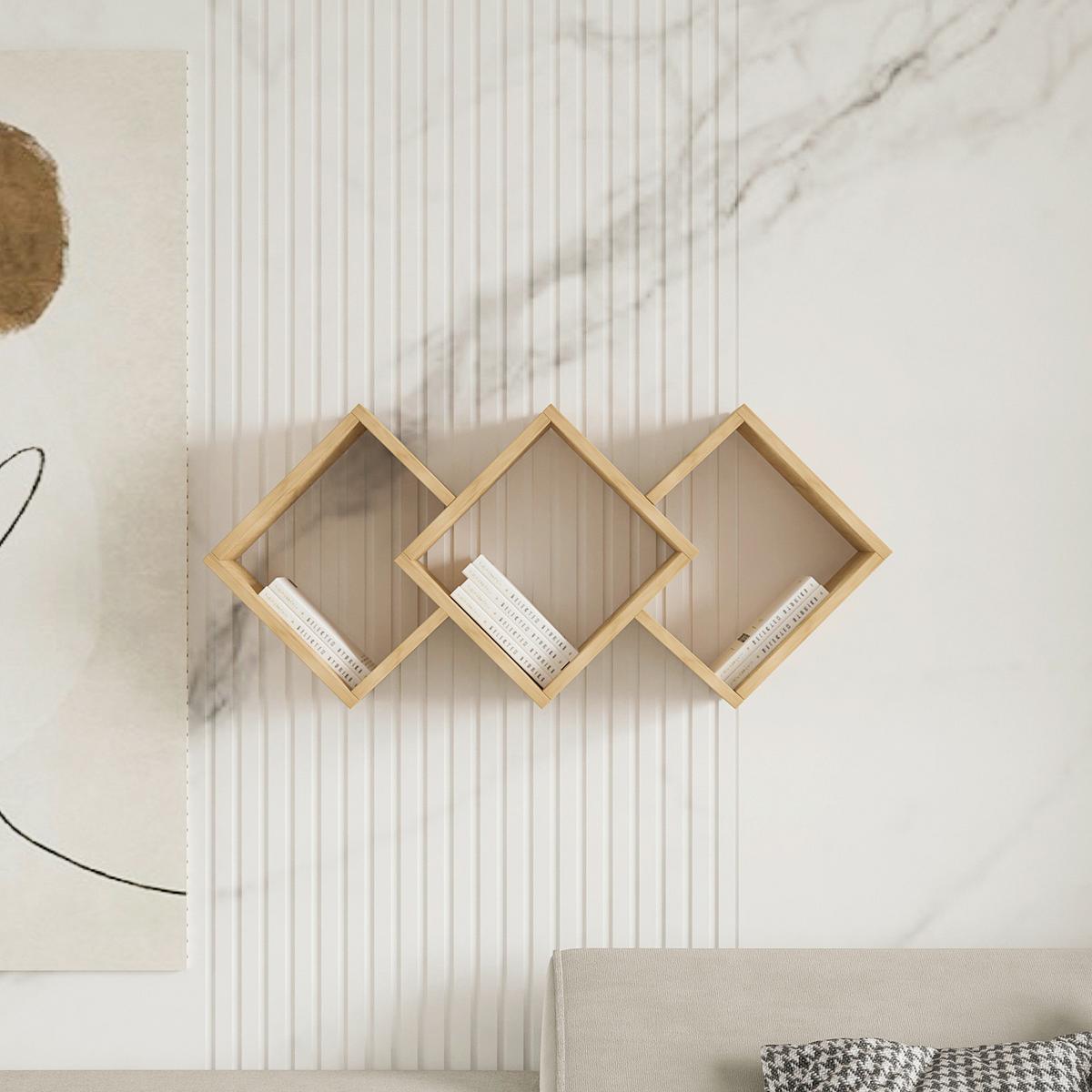 ÉTAGÈRE MURALE GALAXY WANDREGAL - couleur de chêne, Design, matériau de bois (102/42/20cm) - Livetastic