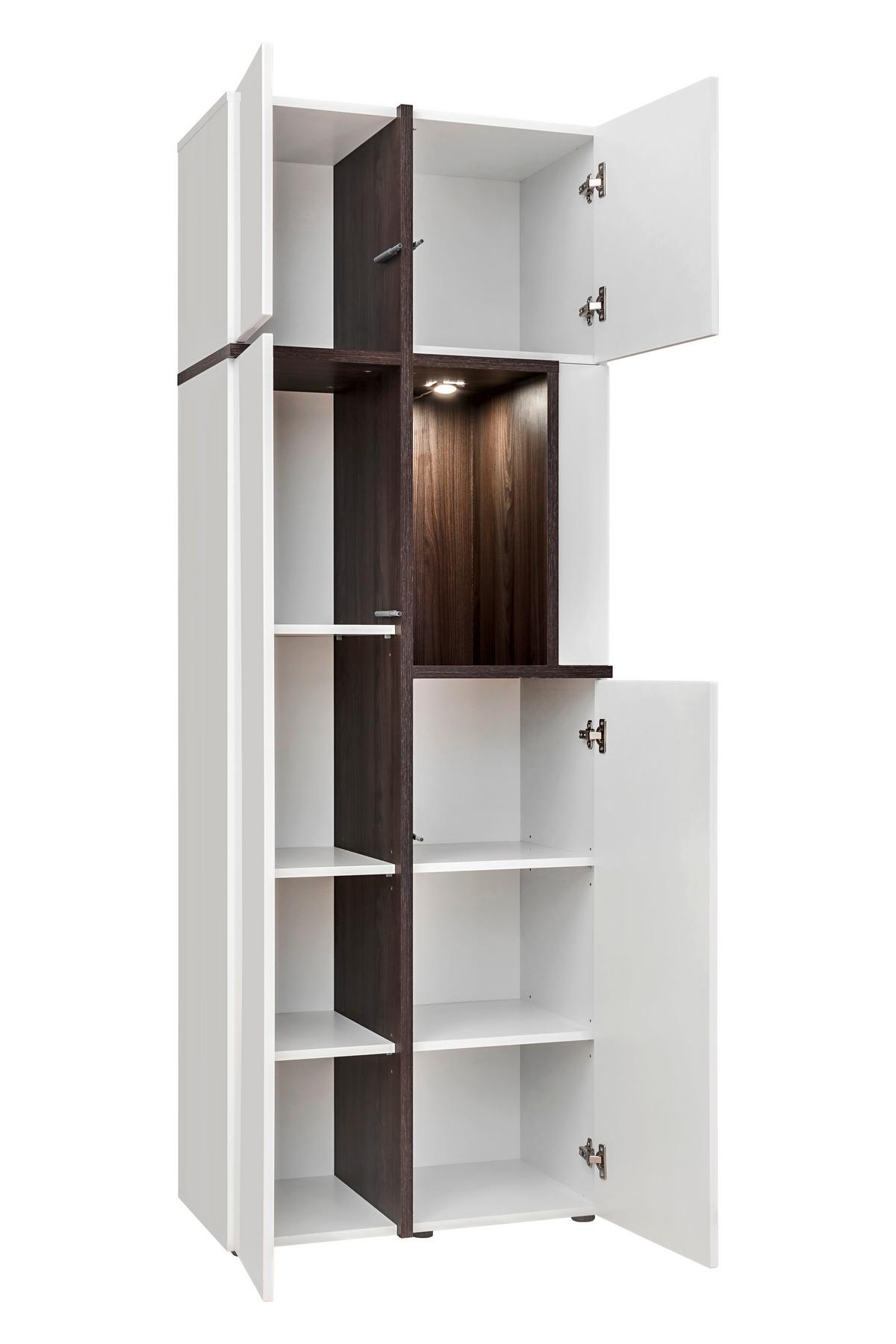 Wohnwand Cross Weiß/Ulmefarben - Ulmefarben/Weiß Hochglanz, MODERN, Holzwerkstoff/Kunststoff (330/195/50cm) - Premium Living