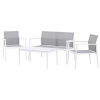 Loungegarnitur Break Weiß/Grau - Weiß/Grau, KONVENTIONELL, Glas/Textil - Gardenson