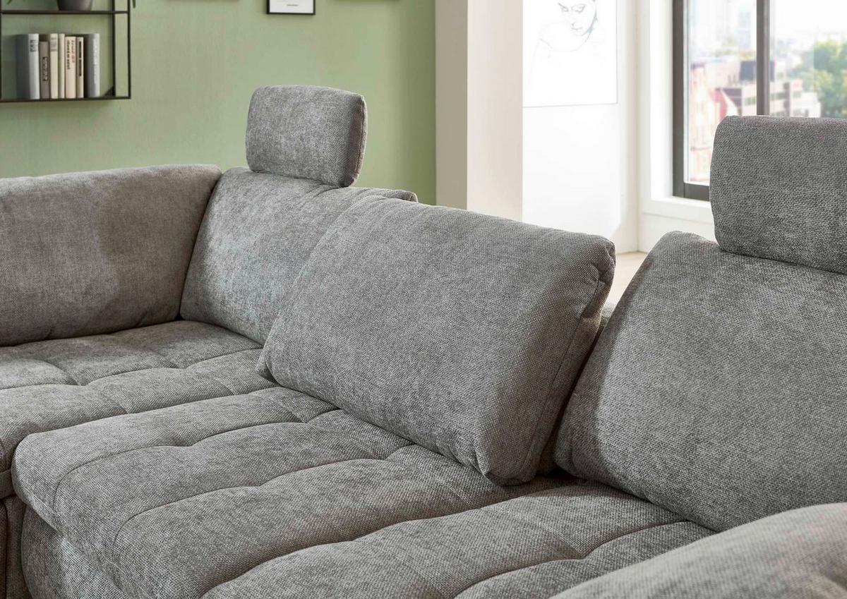 Ecksofa Lando Grau - gris/noir, Modern, textile/métal (197/84/289cm) - Premium Living