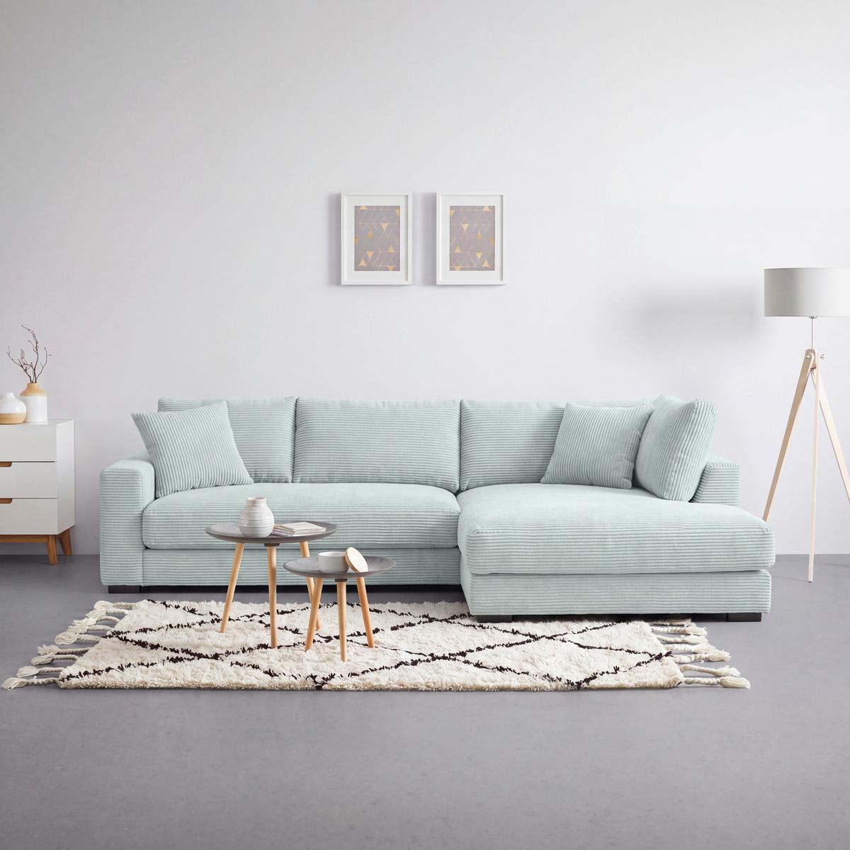 Ecksofa Pedro Salbeigrün - Salbeigrün/Schwarz, MODERN, Kunststoff/Textil (300/190cm) - Mömax