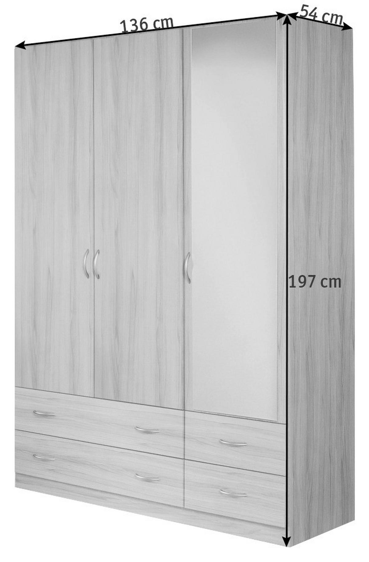 Omara S Klasičnimi Vrati Case, Siva - srebrne barve/siva, Design, umetna masa/steklo (136/197/54cm) - Boxxx