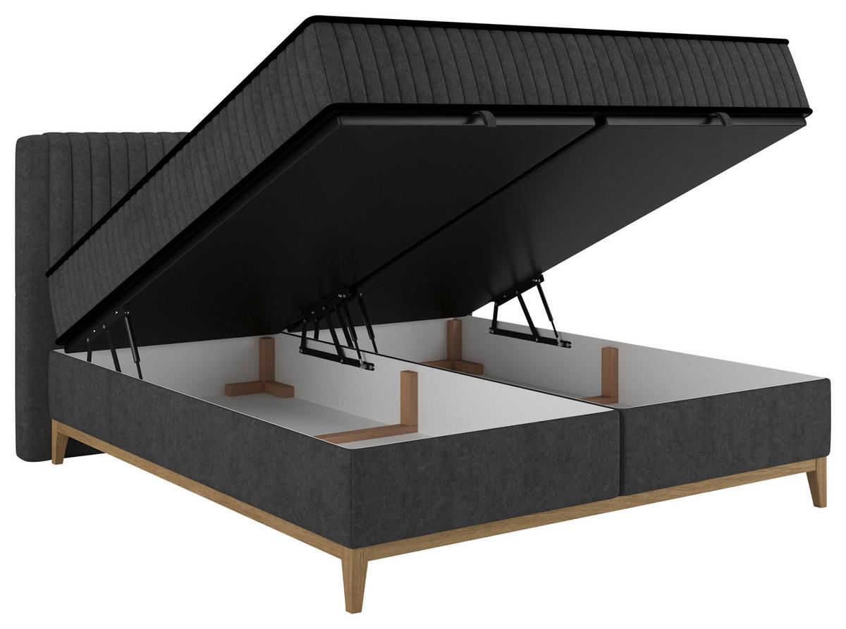 Bett Elena Schwarz ca. 160x200cm - Schwarz, KONVENTIONELL, Holz/Holzwerkstoff (160/200cm) - Sembella