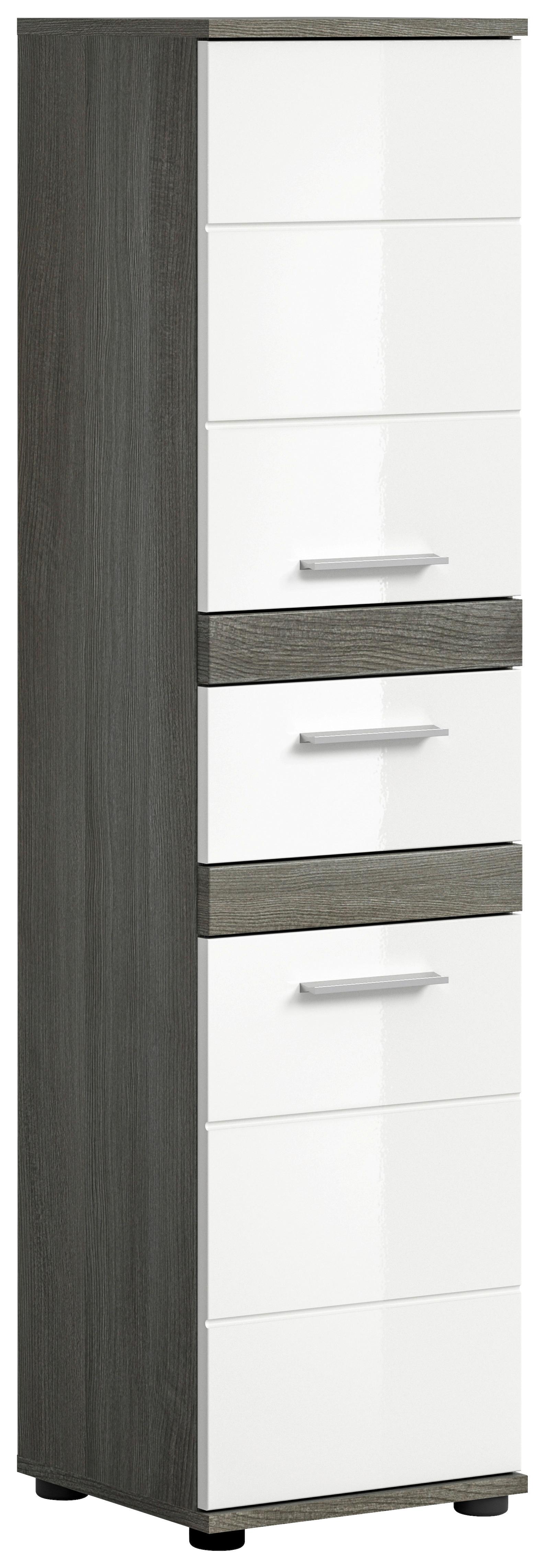 Midischrank Blake ca. 35x137 cm Rauchsilber/Weiß - Weiß Hochglanz, MODERN, Holzwerkstoff/Kunststoff (35/137/31cm) - MID.YOU