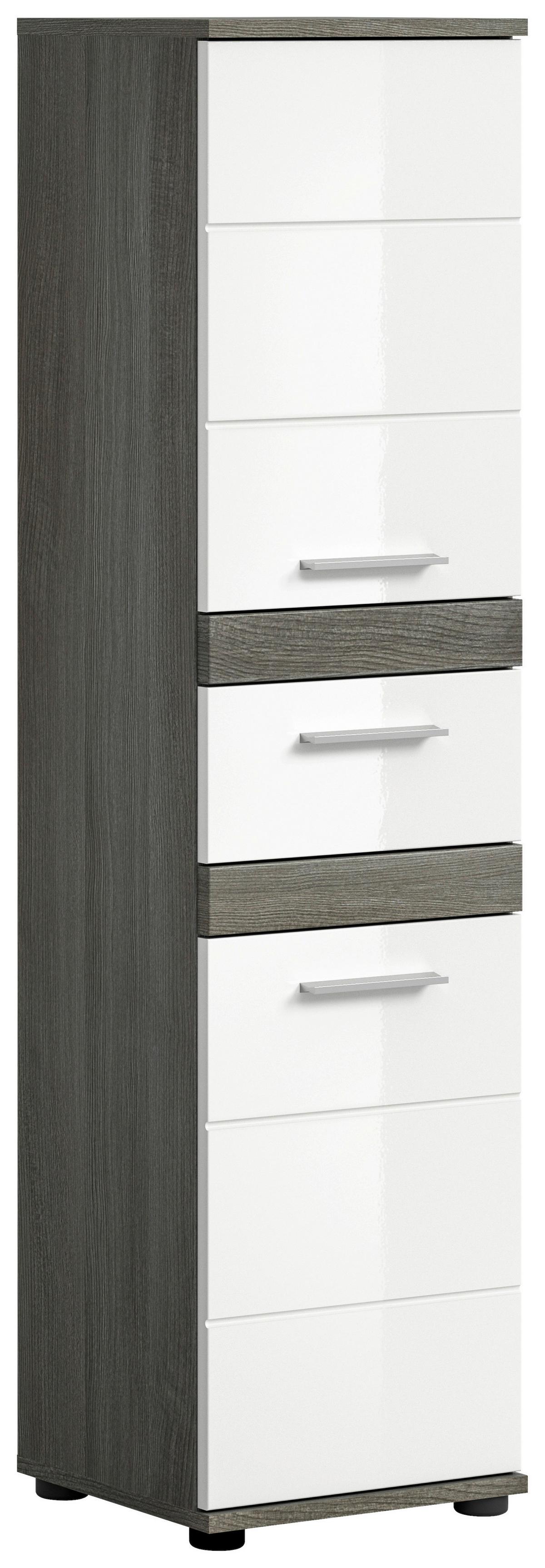 Midischrank Blake ca. 35x137 cm Rauchsilber/Weiß - Weiß Hochglanz, MODERN, Holzwerkstoff/Kunststoff (35/137/31cm) - MID.YOU