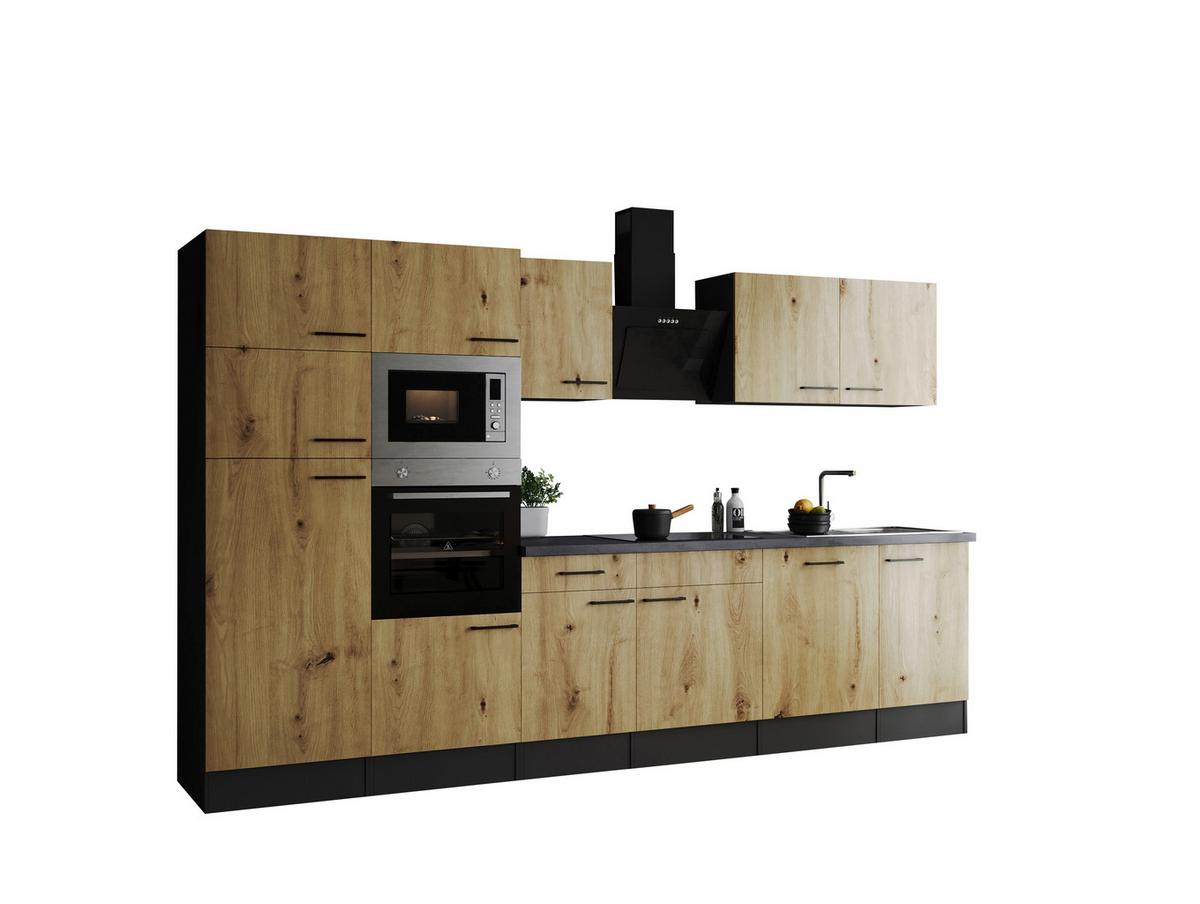 Kuhinjski Blok Z Aparati Oliver, 340cm - črna/siva, Design, kovina/leseni material (340cm) - Respekta