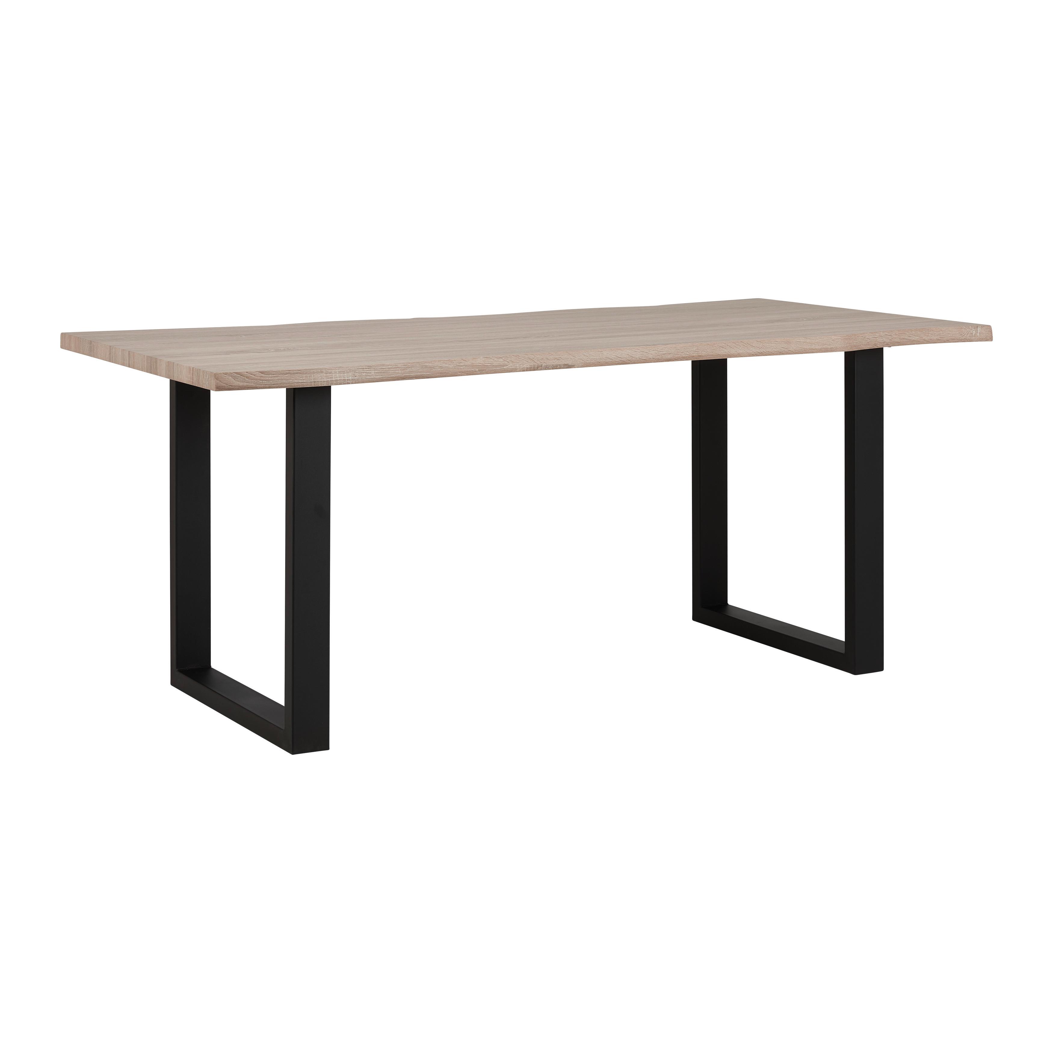 Esstisch Holz "Elicia", ca. 180x90 cm, Eiche - Eichefarben/Schwarz, Modern, Metall (180/90/76cm) - Bessagi Home