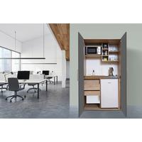 Schrankküche Grau Kühlschrank + Kochfeld B: ca. 104 cm - Edelstahlfarben/Eichefarben, KONVENTIONELL, Holzwerkstoff/Metall (104/193/67cm) - Respekta