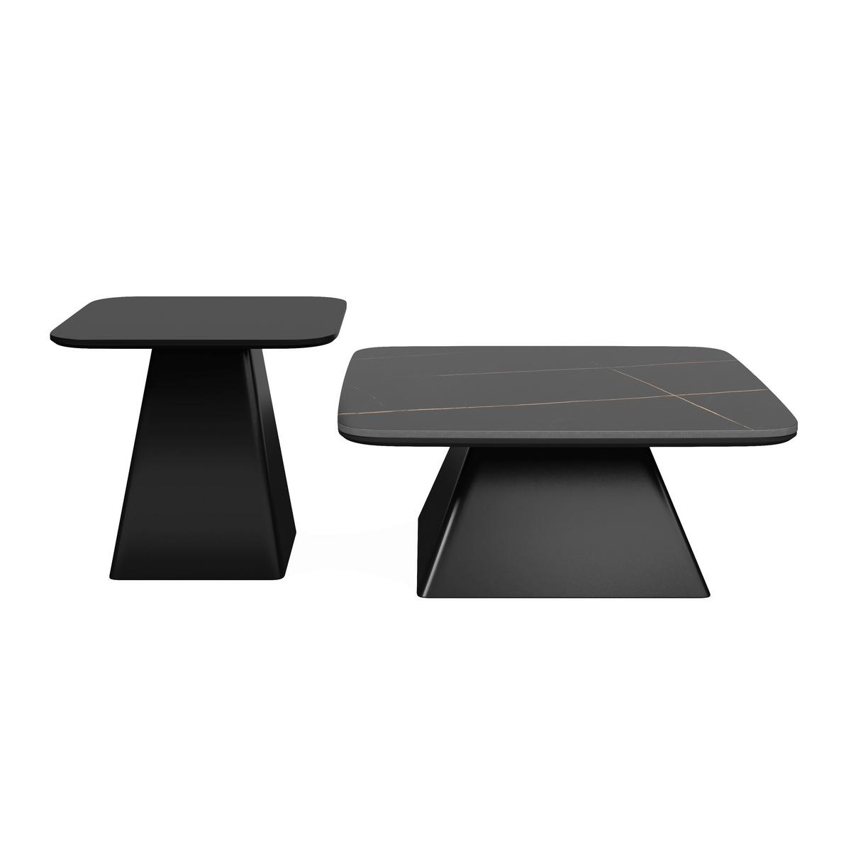 Couchtisch Thiago Schwarz 2-er Set MDF/Stein - Schwarz, MODERN, Holzwerkstoff/Stein - Bessagi Home