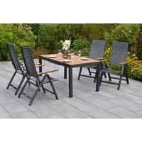 Gartentischgruppe Astros 5-tlg. Graphitfarben - Graphitfarben/Naturfarben, KONVENTIONELL, Kunststoff/Metall - Gardenson