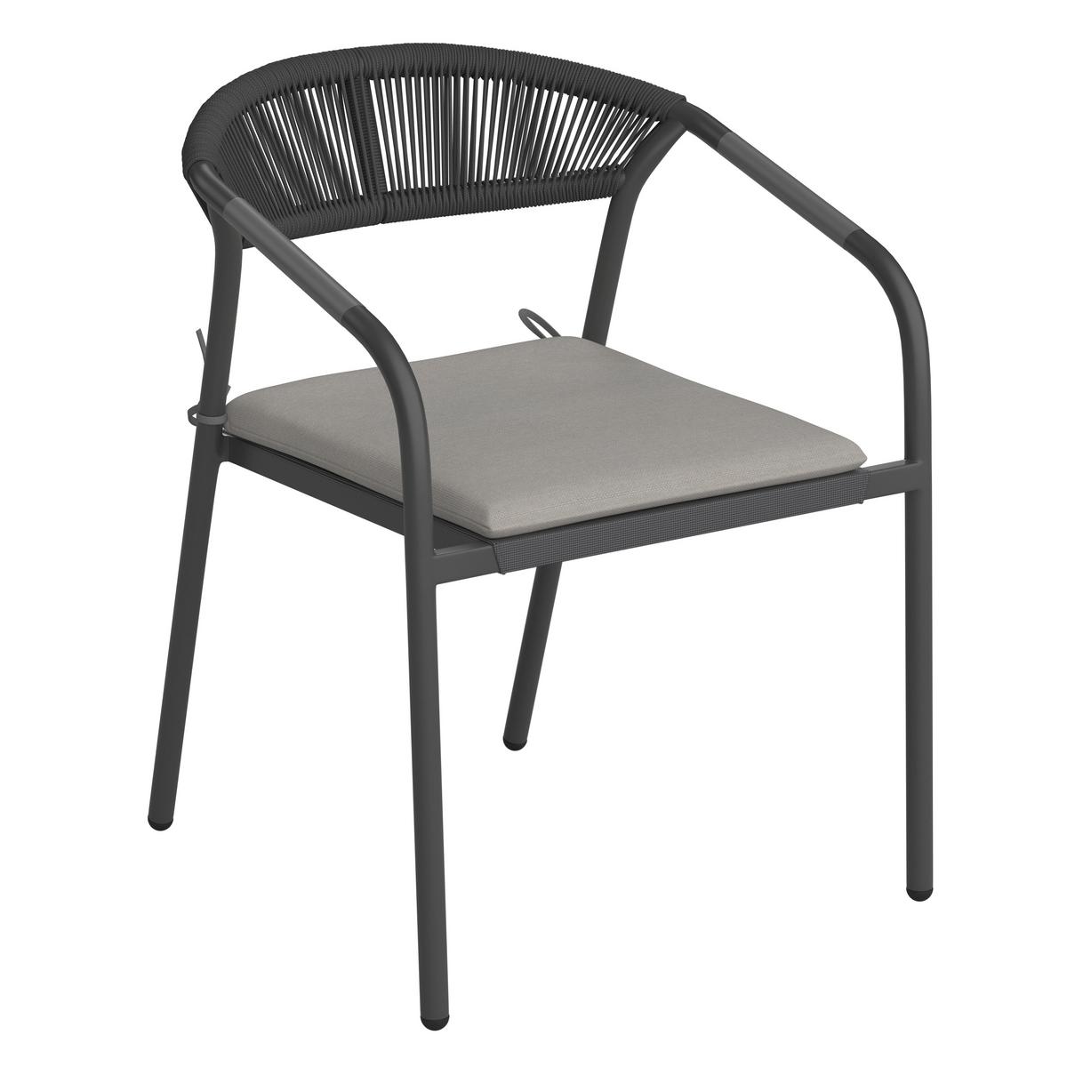 Kerti Karosszék Szett Párnával Benicio 2db/szett - fekete/sötétszürke, Modern, műanyag/textil (56/80/64cm) - Bessagi Garden