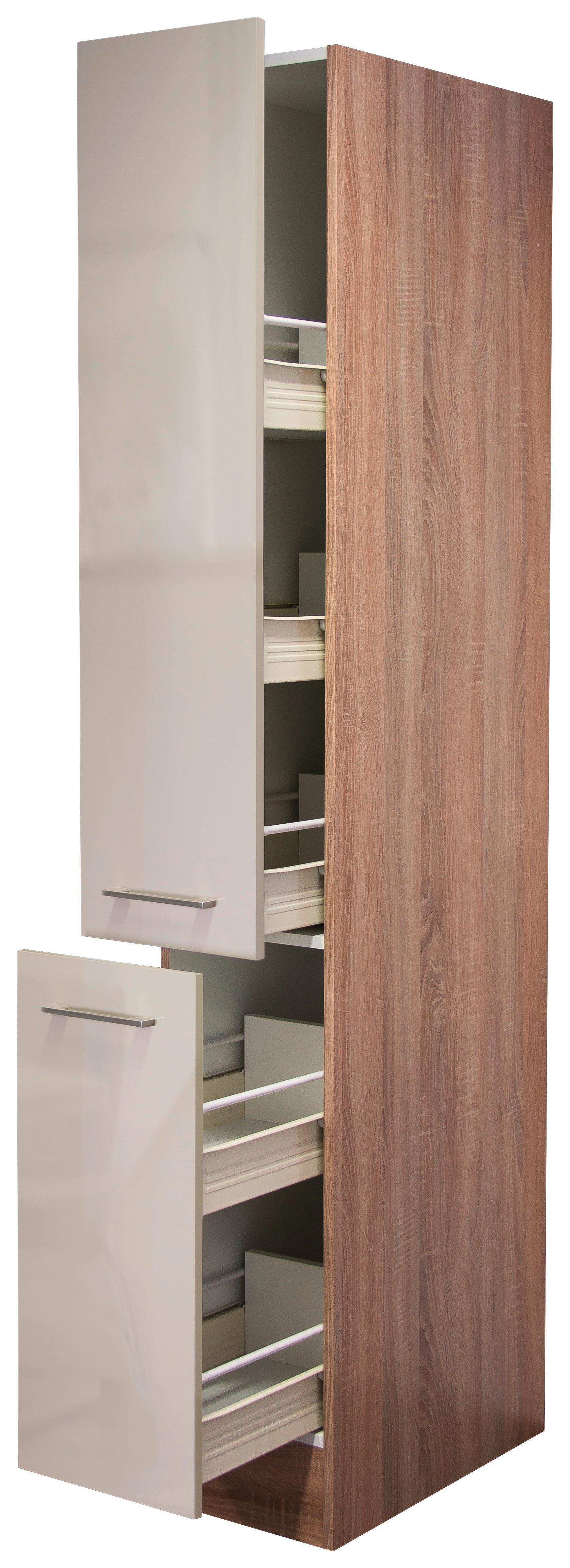 Apothekerschrank "Nepal" , Kaschmir - Kaschmir/Edelstahlfarben, MODERN, Holzwerkstoff/Metall (30/200/57cm) - FlexWell
