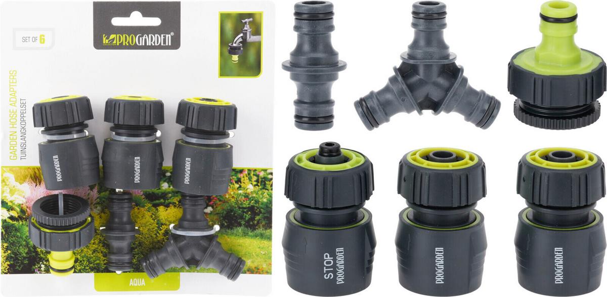 Tömlőcsatlakozó-készlet Progarden - szürke/zöld, műanyag