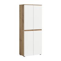 Garderobenschrank Scarpa Weiß - Eichefarben/Schwarz, Design, Holzwerkstoff/Kunststoff (70/175/37cm) - Livetastic