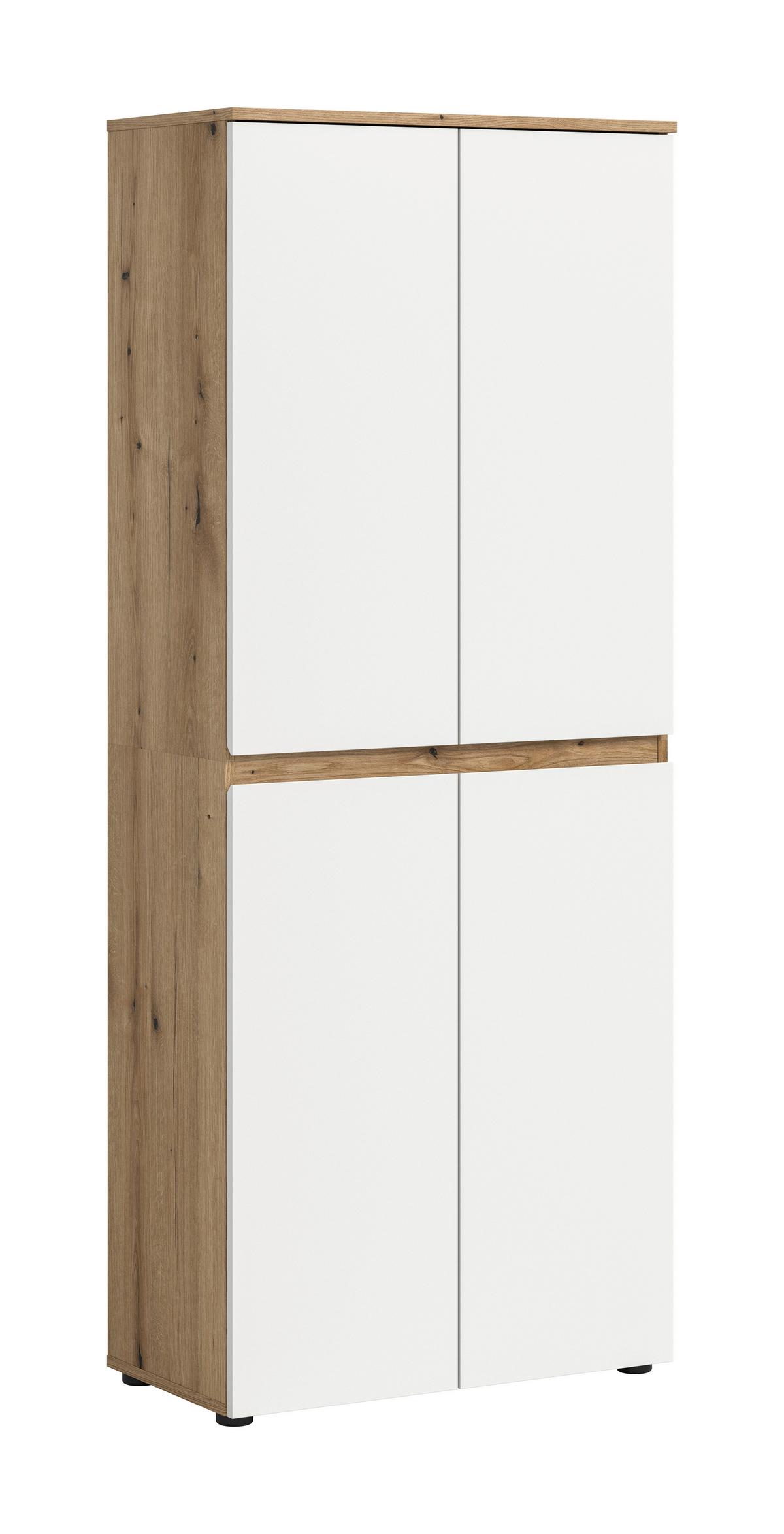 Garderobenschrank Scarpa Weiß - Eichefarben/Schwarz, Design, Holzwerkstoff/Kunststoff (70/175/37cm) - Livetastic