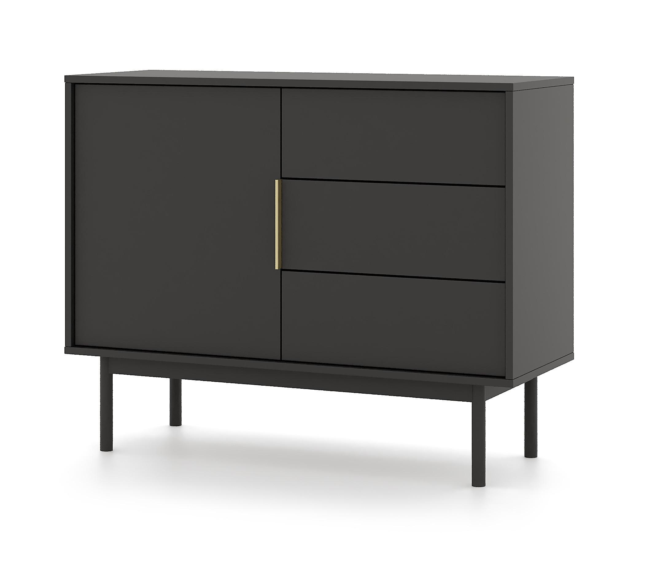 KOMODA VITANA - czarny/kolor złoty, Design, materiał drewnopochodny/metal (104/82/39cm) - Boxxx
