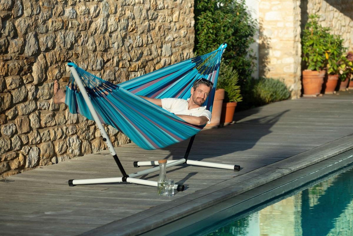 Hängematte Classic Double Hammock Blau/Rot - Blau/Kirschrot, KONVENTIONELL, Textil (160/350cm) - La Siesta