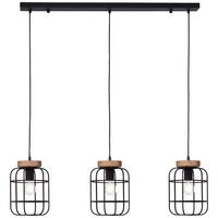 Hängeleuchte Gwen Braun/Schwarz max. 40 Watt - Schwarz/Braun, Design, Holz/Metall (100/20/142cm) - Brilliant