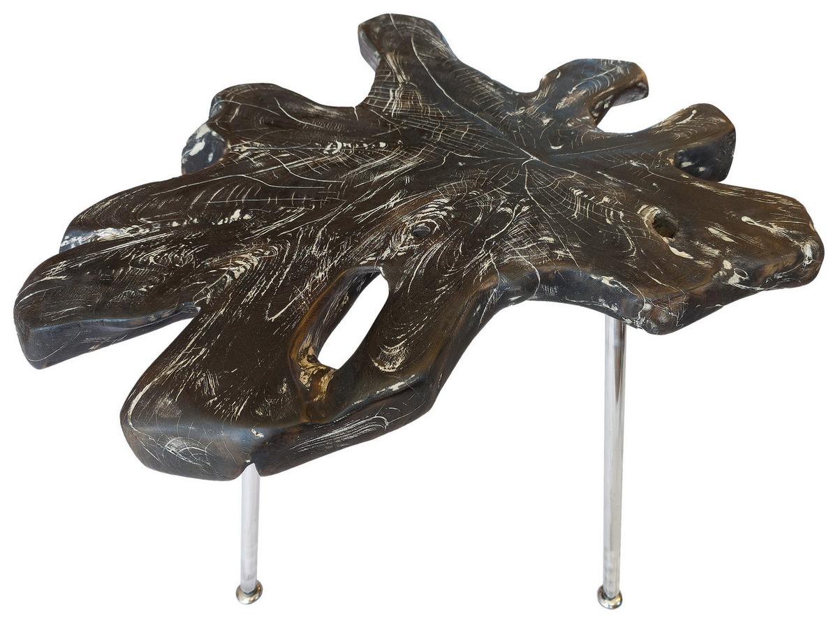 STOLIK BOCZNY UNIQUE - czarny/kolor aluminiowy, Lifestyle, metal/drewno (60-75/50/50cm) - Landscape