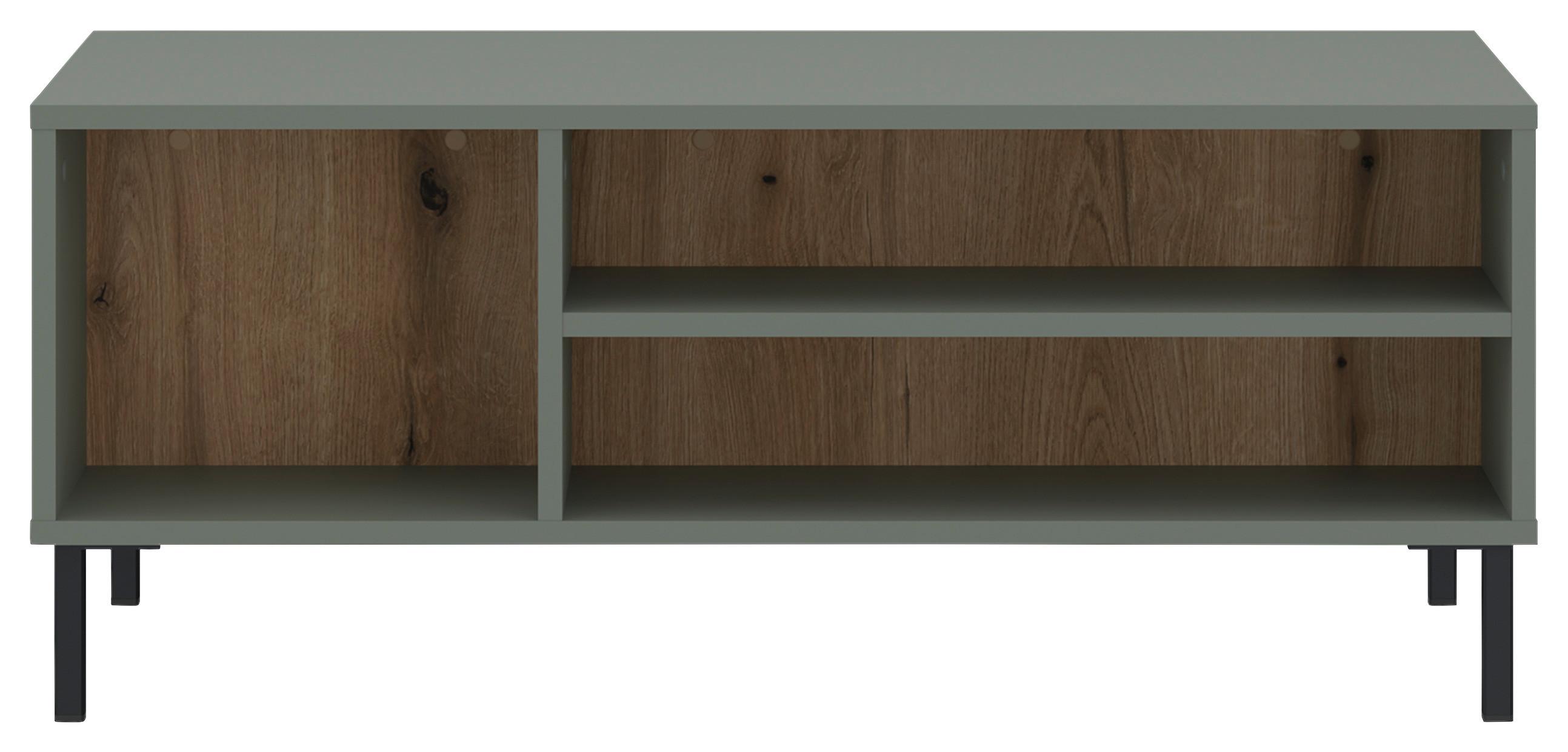 Măsuță de cafea POZZI - culoare lemn stejar/negru, Trend, metal/material pe bază de lemn (100/41,2/60cm) - Modern Living