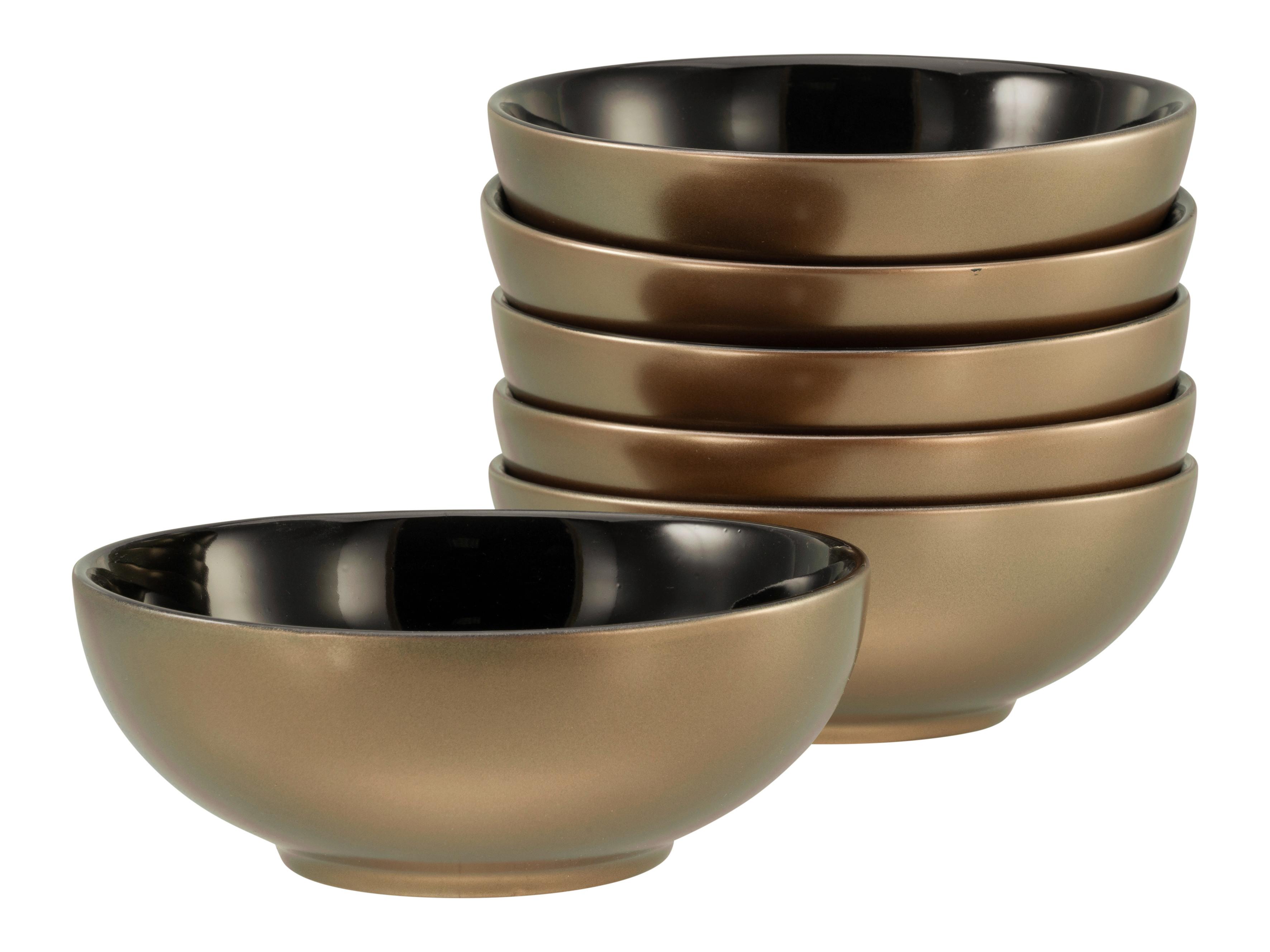 Set Skodelic Za Kosmiče Golden Dayns Black, 6-Delni - zlate barve/črna, Basics, keramika - Creatable